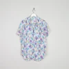 Vintage Floral Printed Short Sleeved Blouse M/L