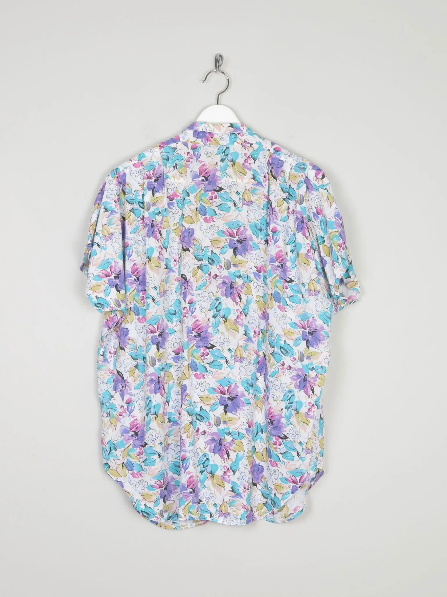 Vintage Floral Printed Short Sleeved Blouse M/L