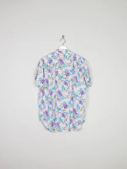Vintage Floral Printed Short Sleeved Blouse M/L