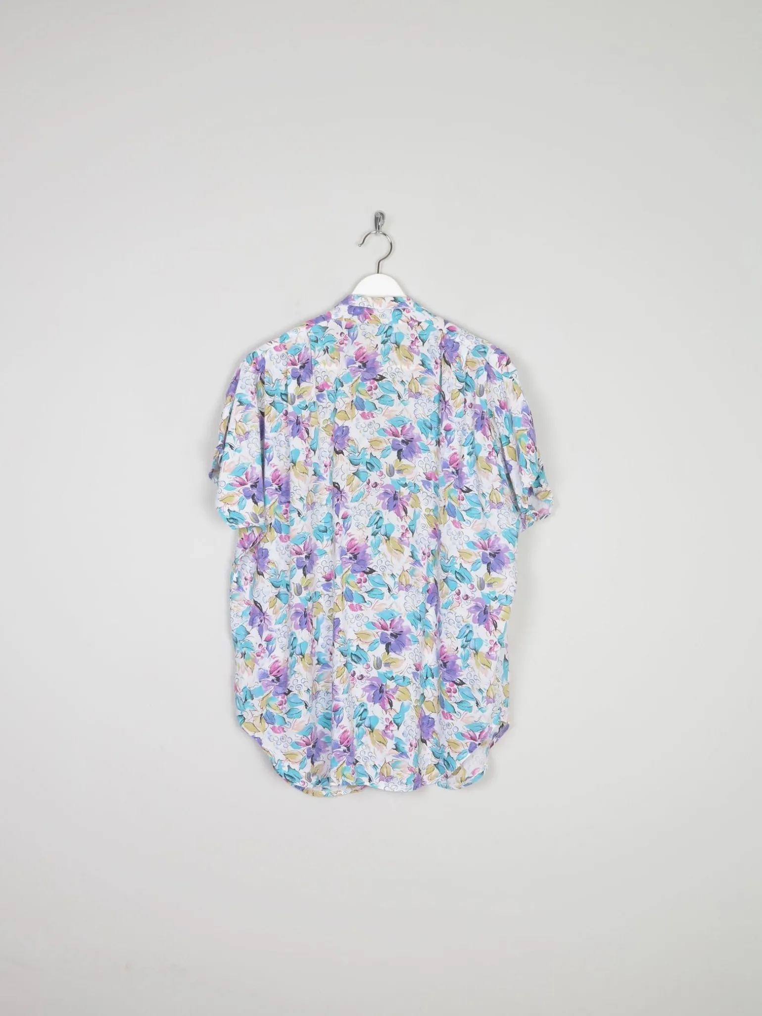Vintage Floral Printed Short Sleeved Blouse M/L