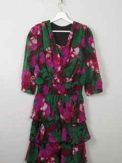 Vintage Floral 80s Tiered Dress L