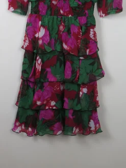 Vintage Floral 80s Tiered Dress L