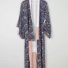 Vintage Full Length Botanical Print Kimono M