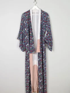 Vintage Full Length Botanical Print Kimono M