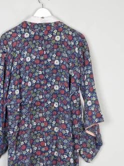 Vintage Full Length Botanical Print Kimono M