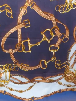 Vintage Gardeur Blue,Navy & Tan Silk Scarf