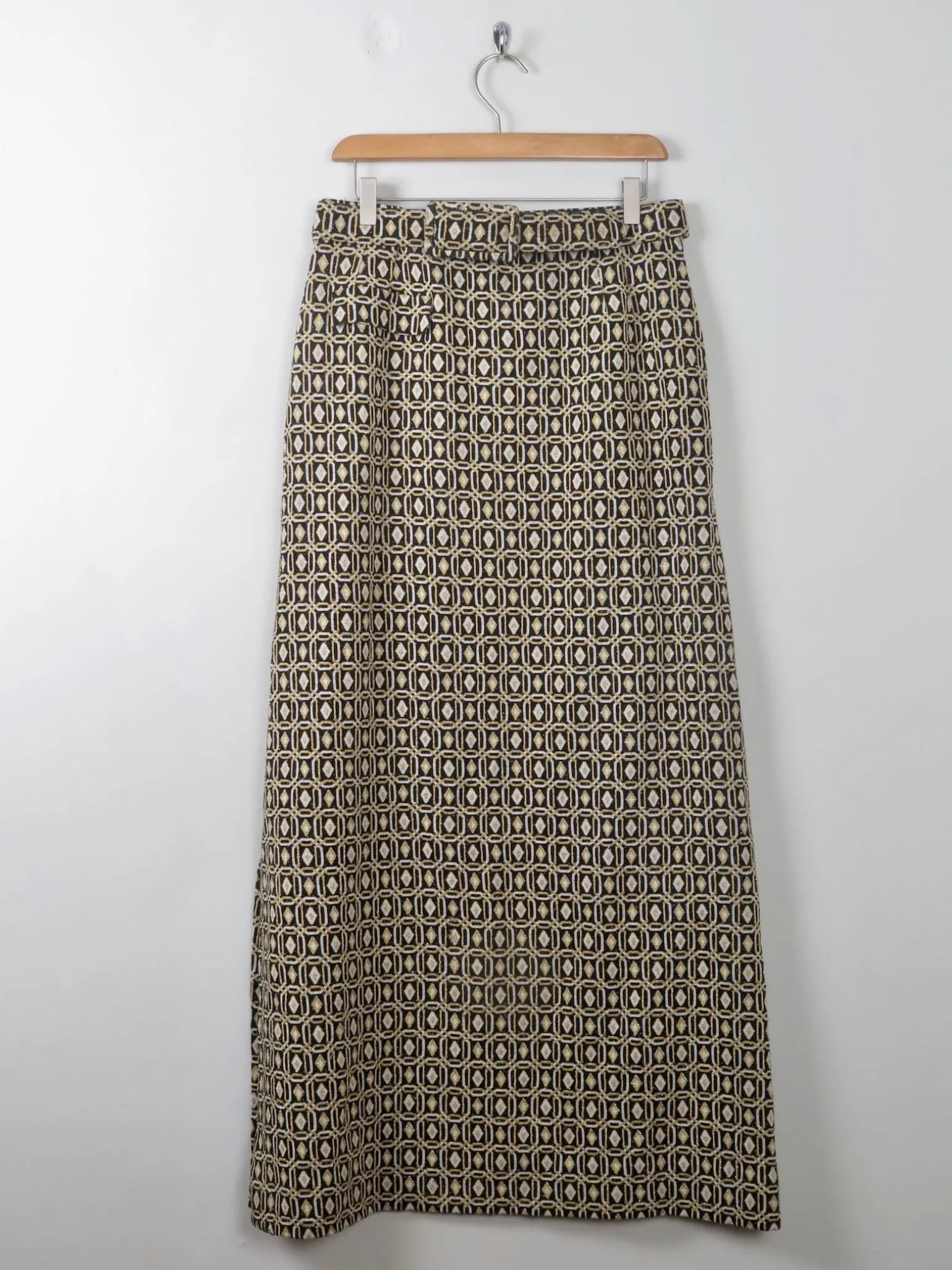 Vintage Gold & Black Tricosa Maxi Skirt M