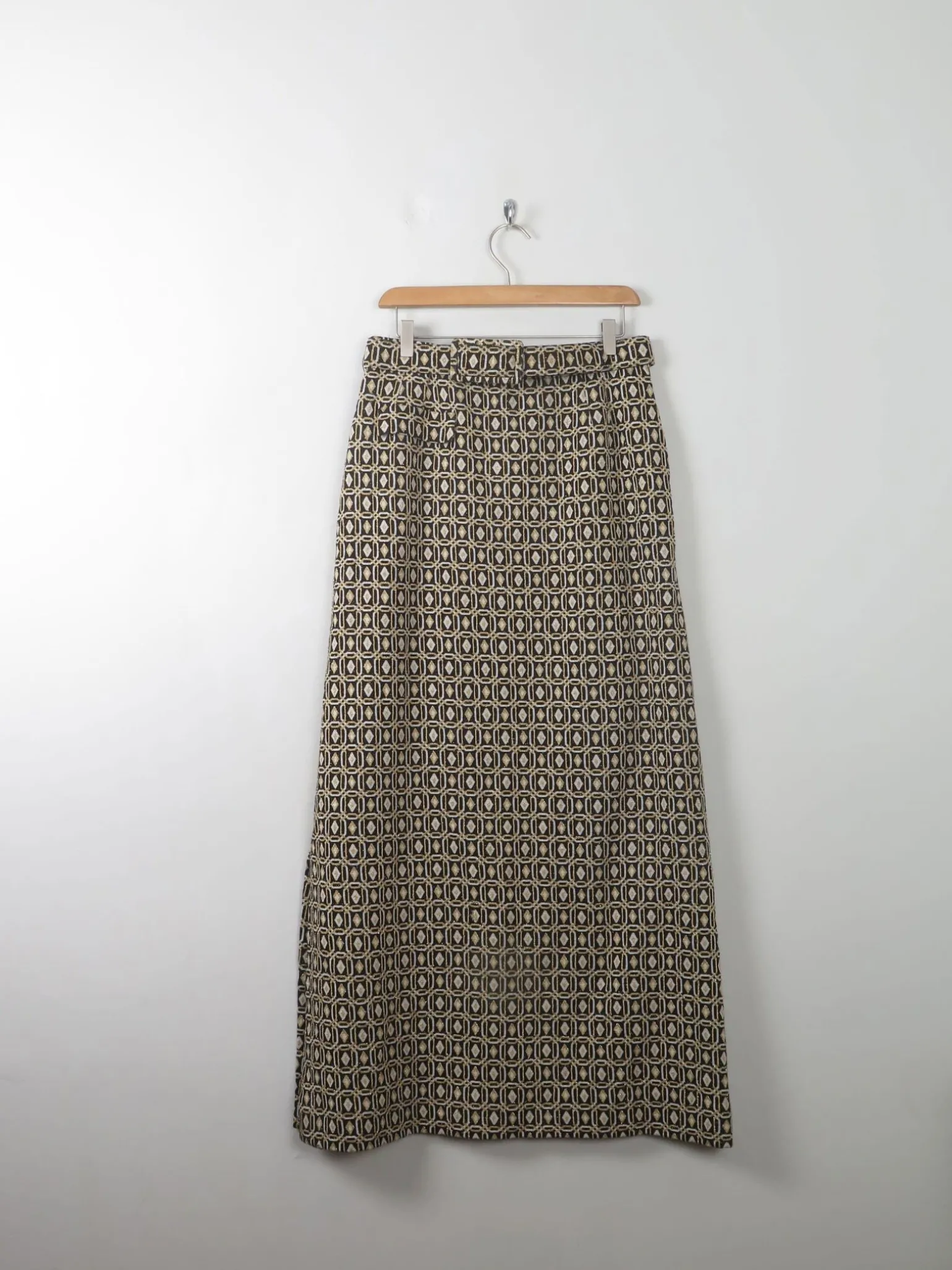Vintage Gold & Black Tricosa Maxi Skirt M