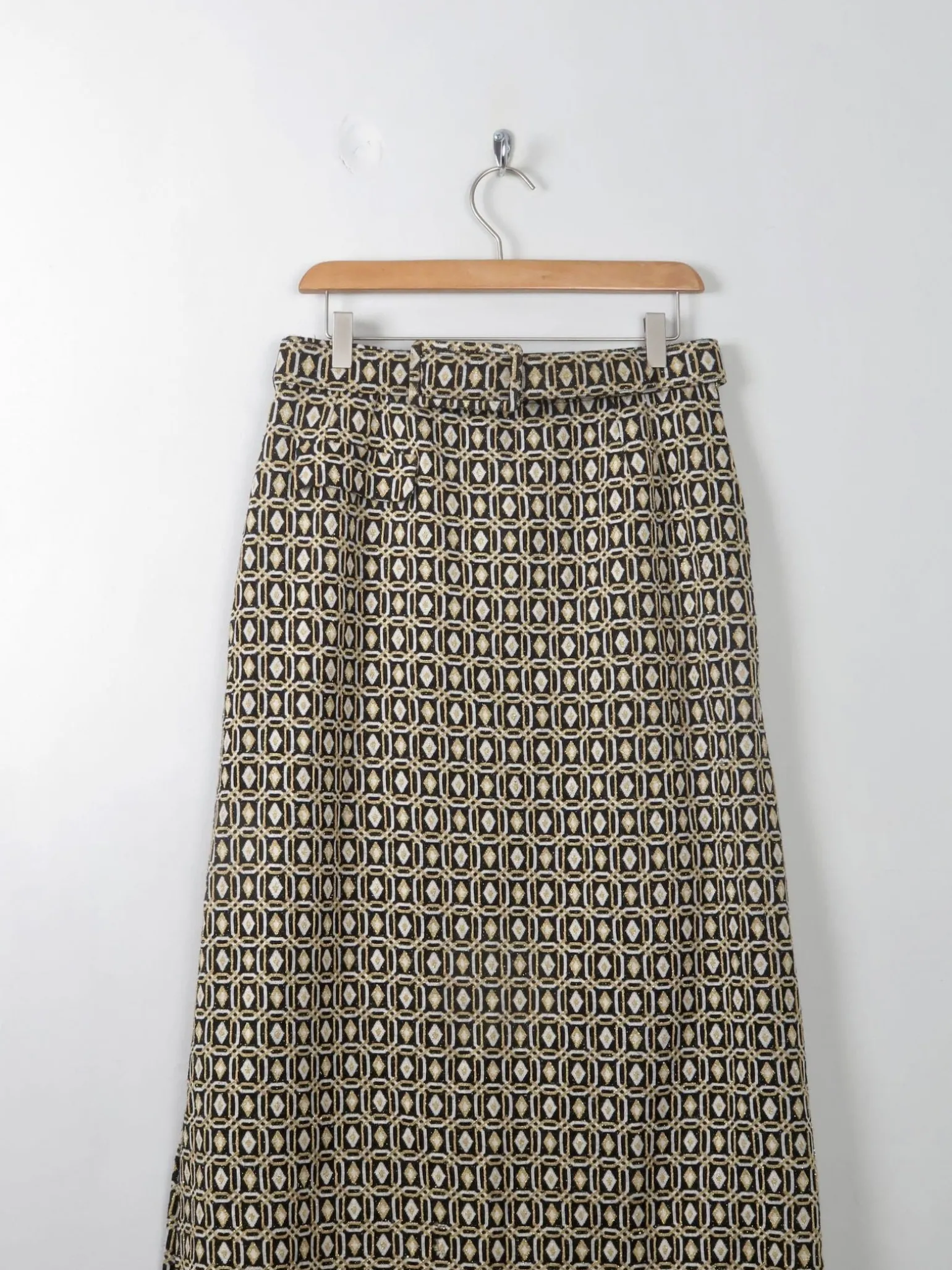 Vintage Gold & Black Tricosa Maxi Skirt M