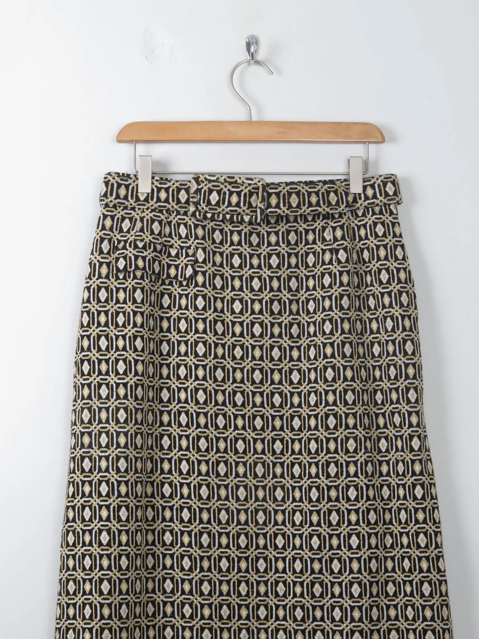 Vintage Gold & Black Tricosa Maxi Skirt M