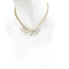 Vintage Gold & White Milk Glass & Diamanté 1960s Necklace
