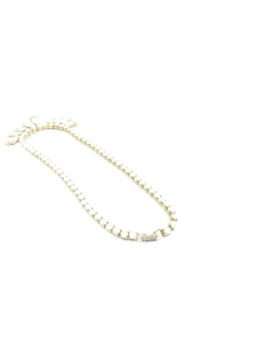 Vintage Gold & White Milk Glass & Diamanté 1960s Necklace