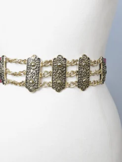 Vintage Gold & Wine Waisted Belt S/M