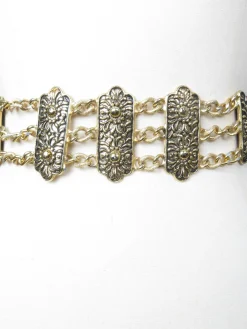 Vintage Gold & Wine Waisted Belt S/M