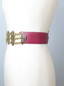Vintage Gold & Wine Waisted Belt S/M