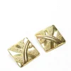 Vintage Gold Coloured Square 1980s Clip On Earrings
