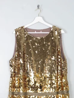 Vintage Gold Sequin 1920s Style Charleston Dress L/XL