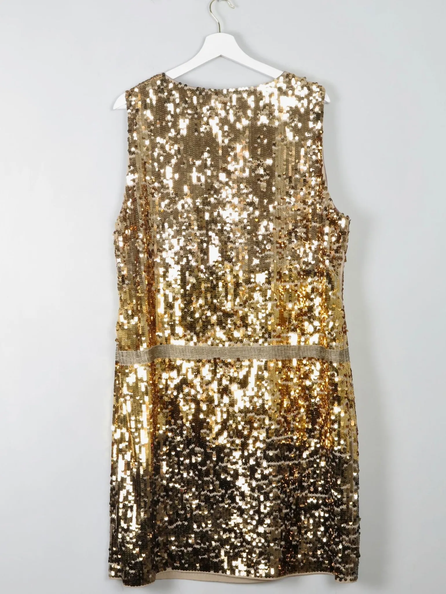 Vintage Gold Sequin 1920s Style Charleston Dress L/XL