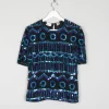 Vintage Green & Blue Sequin & Silk Short Sleeve Top S
