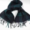 Vintage Green & Navy Wool Tartan Scarf