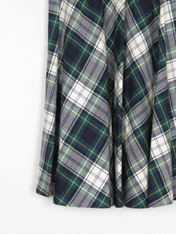 Vintage Green & White Tartan Check 1970s Vintage Skirt S