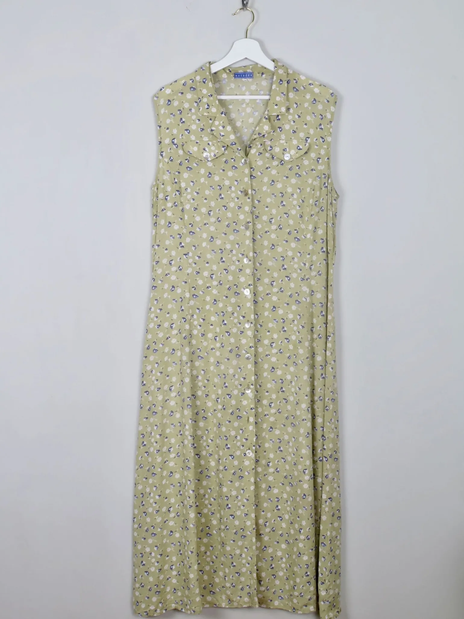 Vintage Green Floral Maxi Dress L/XL