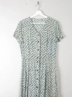 Vintage Green Floral Printed Dress S