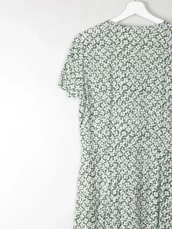 Vintage Green Floral Printed Dress S