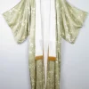 Vintage Green Leaf Print Kimono M