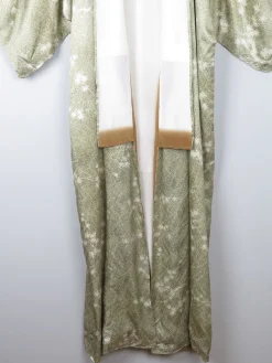 Vintage Green Leaf Print Kimono M