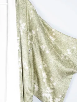 Vintage Green Leaf Print Kimono M