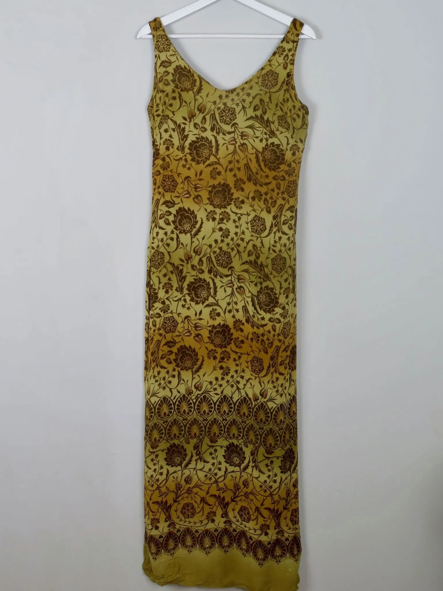 Vintage Green Patterned Long Dress 10