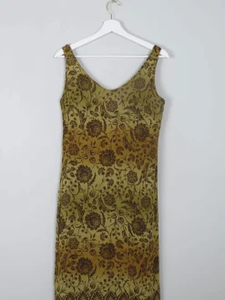 Vintage Green Patterned Long Dress 10