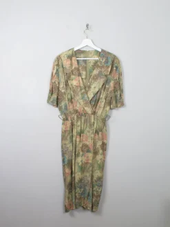 Vintage Green Printed Dress S/M