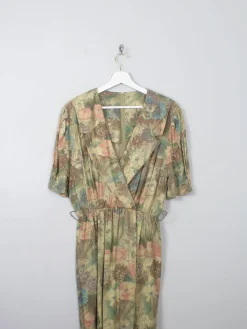 Vintage Green Printed Dress S/M