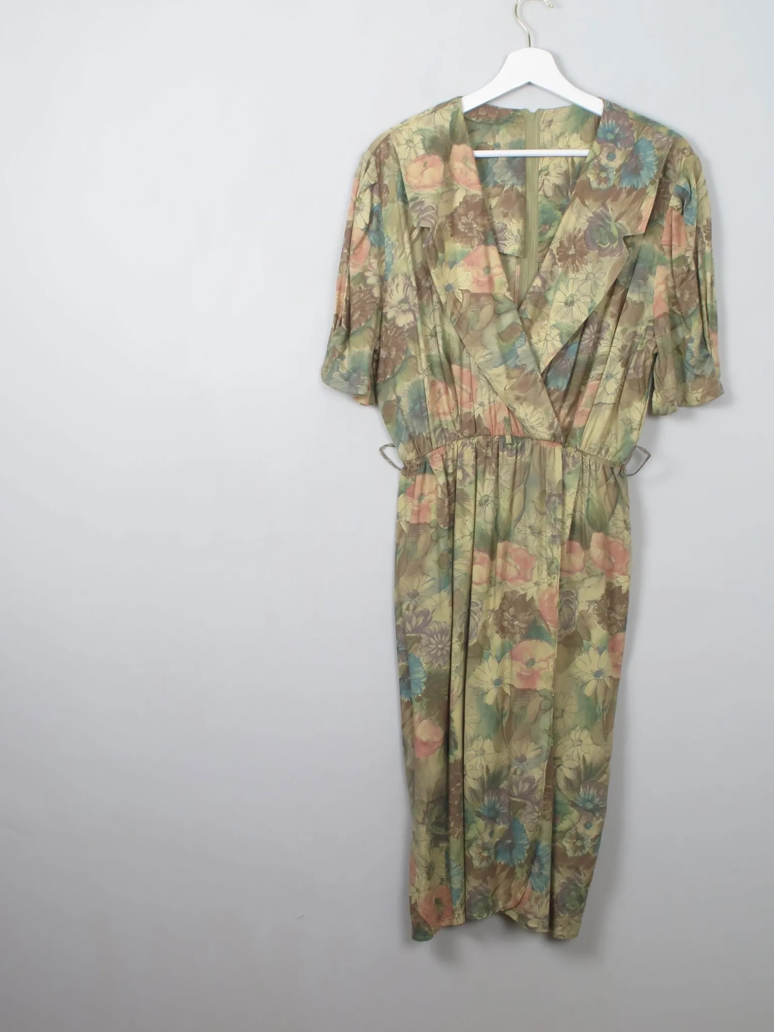 Vintage Green Printed Dress S/M