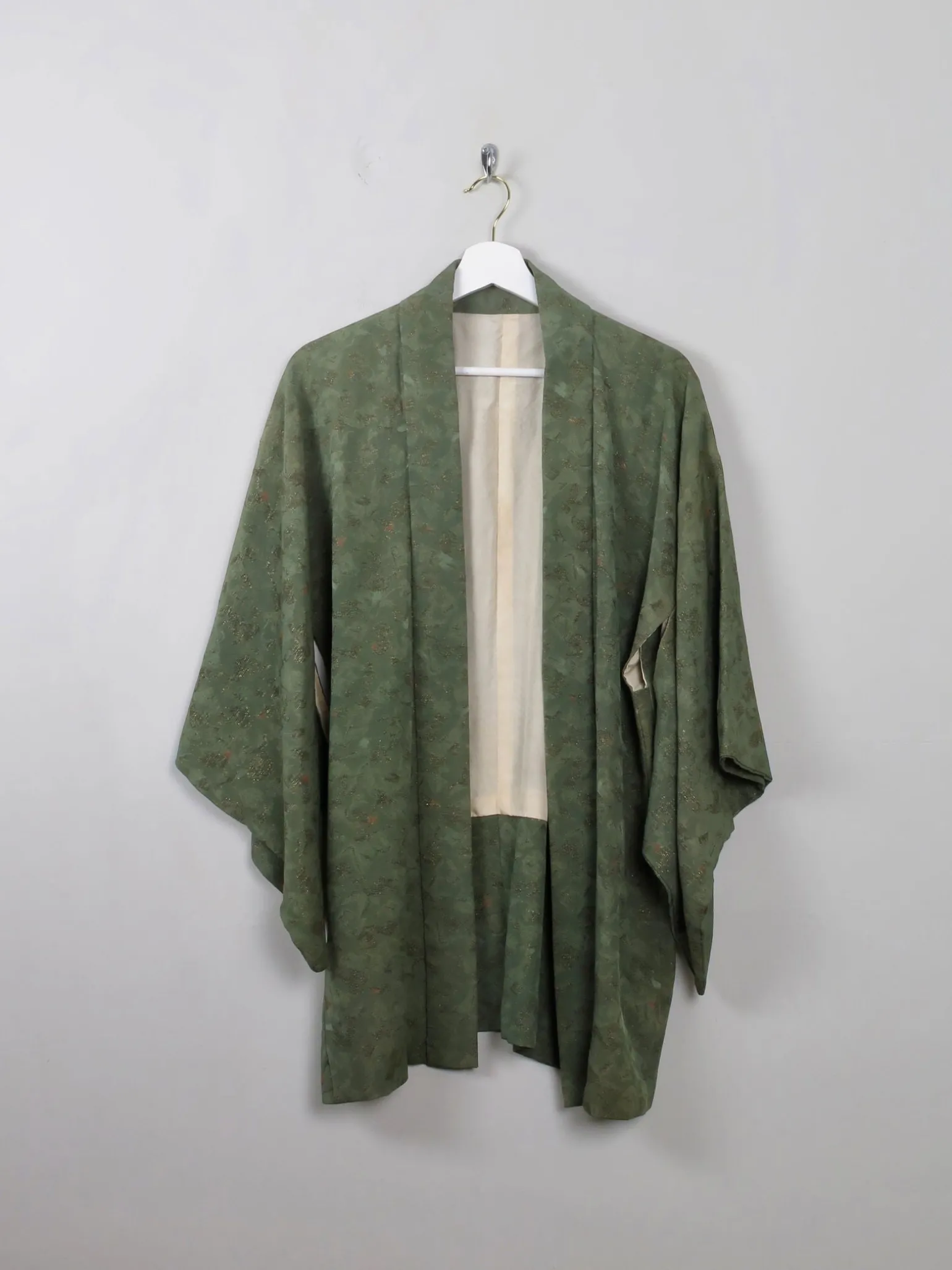 Vintage Green Silk Kimono S/M
