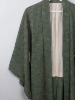 Vintage Green Silk Kimono S/M