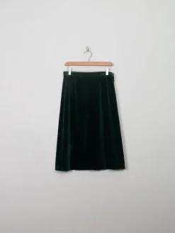 Vintage Green Velvet Skirt 27"W