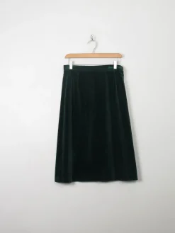 Vintage Green Velvet Skirt 27"W