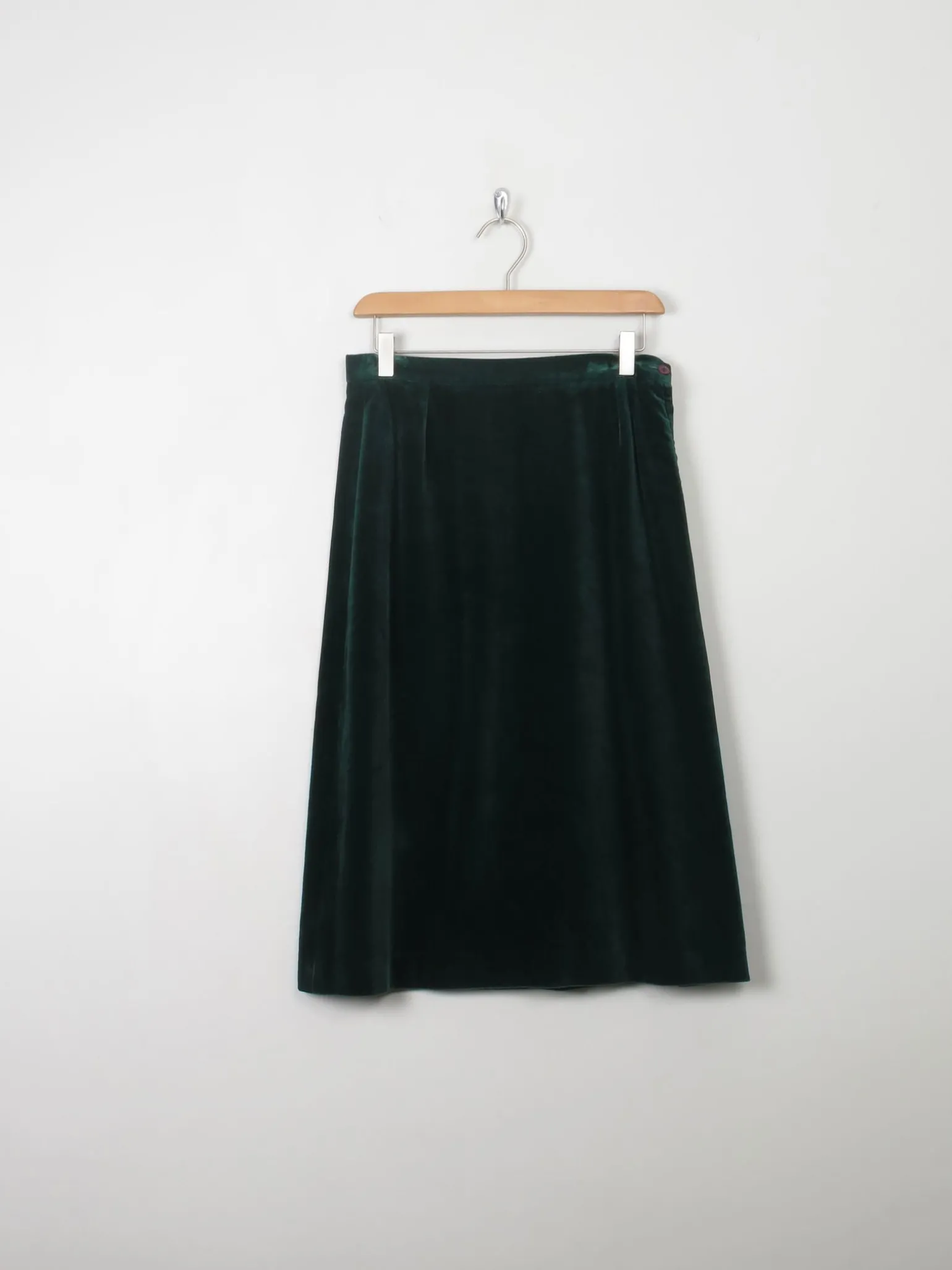Vintage Green Velvet Skirt 27"W