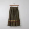 Vintage Green Wool Full Skirt XS