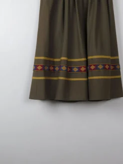 Vintage Green Wool Full Skirt XS