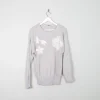 Vintage Grey & Silver Lurex Jumper With Appliqué S/M