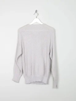 Vintage Grey & Silver Lurex Jumper With Appliqué S/M