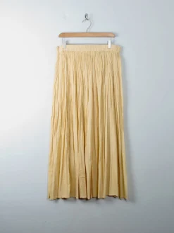 Vintage Indian Cotton Buttermilk Skirt Long L