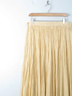 Vintage Indian Cotton Buttermilk Skirt Long L