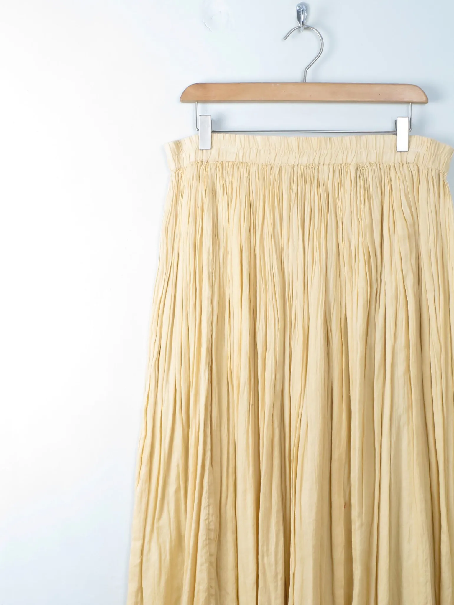 Vintage Indian Cotton Buttermilk Skirt Long L