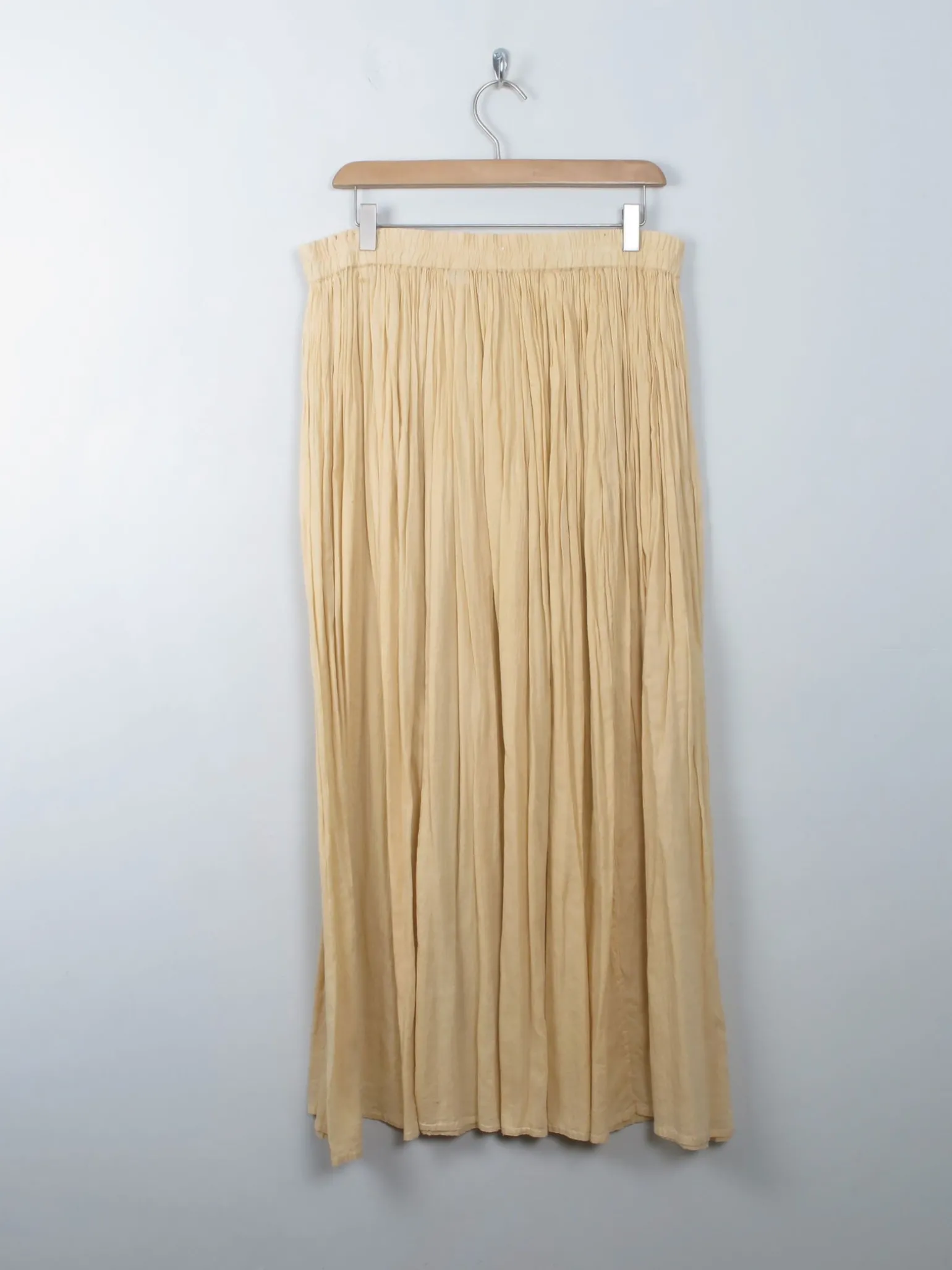 Vintage Indian Cotton Buttermilk Skirt Long L