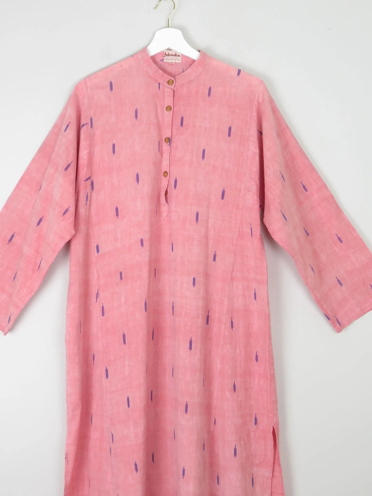 Vintage Indian Pink Kaftan/Tunic/Dress L